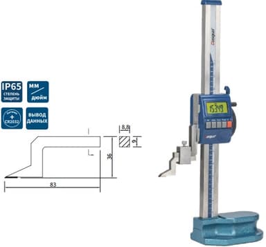 Штангенрейсмас 0-300мм/0-12" 0,001/0,00005" цифровой с защитой IP65 3130-4703 Dasqua